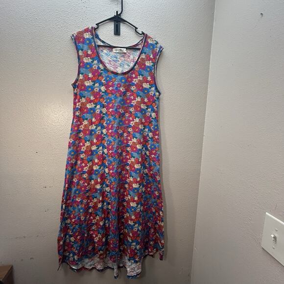 Natural Life Hangout 100% Cotton Boho Midi Dress Pink Floral Size S Sundress - Picture 2 of 7